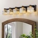 preview thumbnail 32 of 93, 2/3/4/5 Light Bathroom Vanity Light Wall Sconce with Crystal Shade 35.4 - Black & Gold