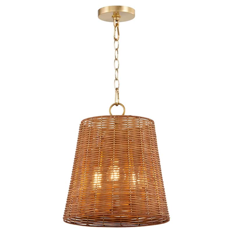 Quorum International 8893-13 Wicker 3 Light 13" Wide Wood Pendant