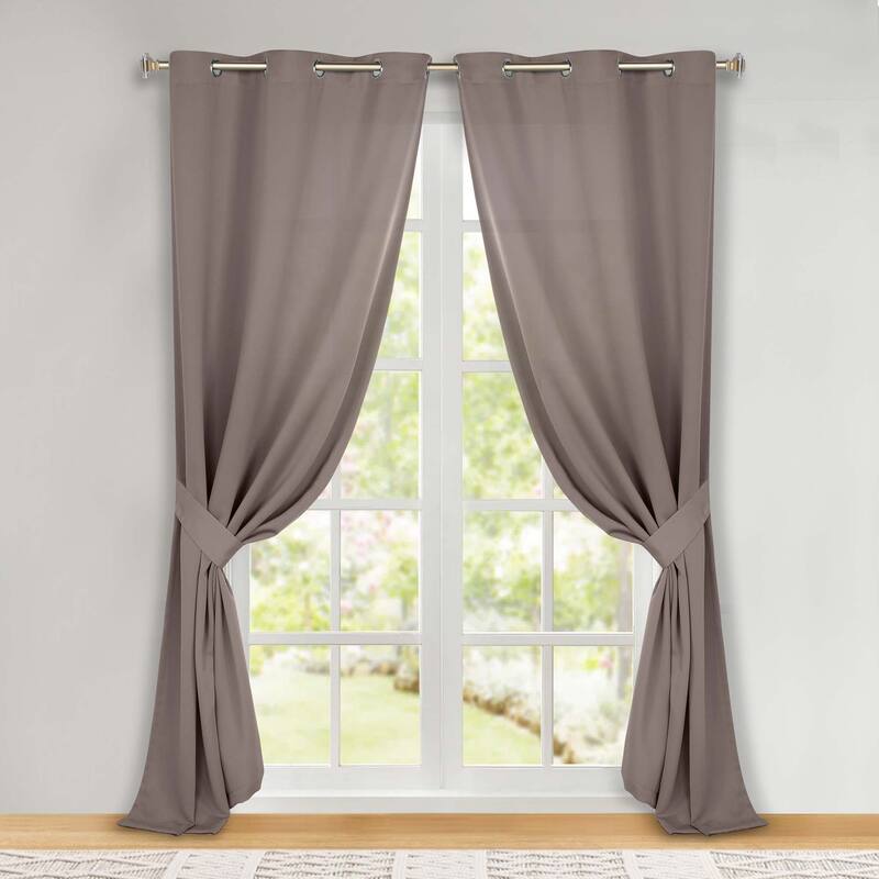 Superior Solid Machine Washable Room Darkening Blackout Curtains with Back Tabs, Set of 2