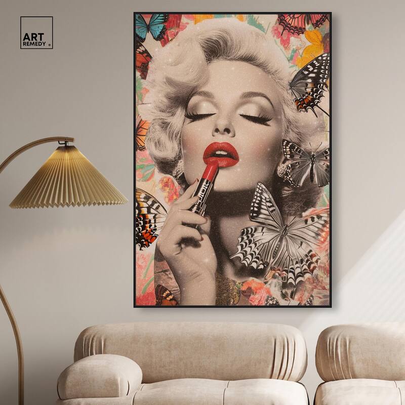 Iconic Lady Butterfly Collage Canvas by Art Remedy