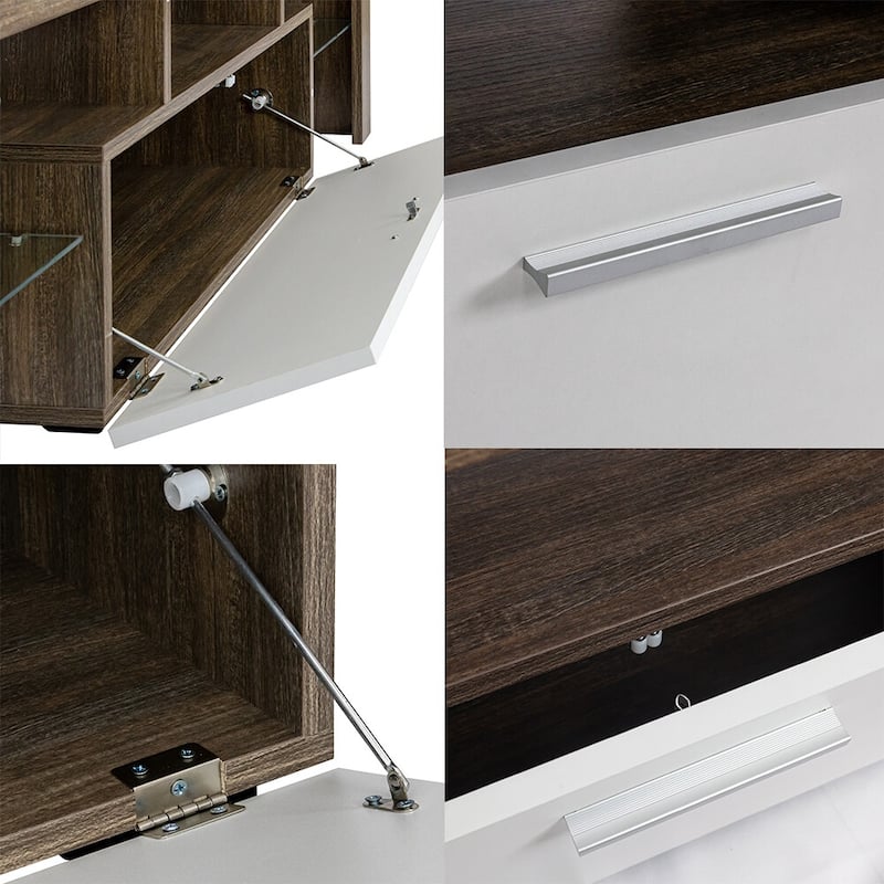 Modern LED TV Stand for 55inch TV, Entertainment Center with Cabinet - 51"L x 14"W x 18"H