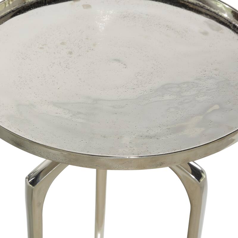 Aluminum Metal Tray Inspired Top Accent Table with 3 Tripod Legs - Gold, Silver or Black - Roche River Decor