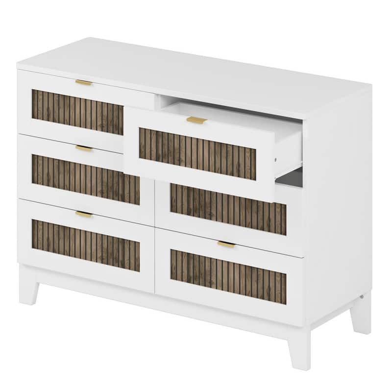 4-Pc Full/Queen Farmhouse Bedroom Set with Wooden Strip Stickers, Storage Nightstand & Dresser, White/Black