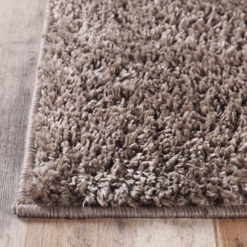 8' Taupe Tufted Handmade Stain Resistant Runner Rug - 3'6"