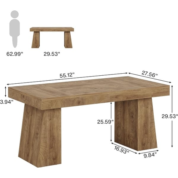 dimension image slide 3 of 4, 55 Inches Brown Wood Large Executive Desk for Home Office