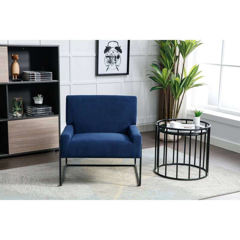 Modern Industrial Slant Armchair with Metal Frame,Premium High Density Soft Single chair for Living Room Bedroom