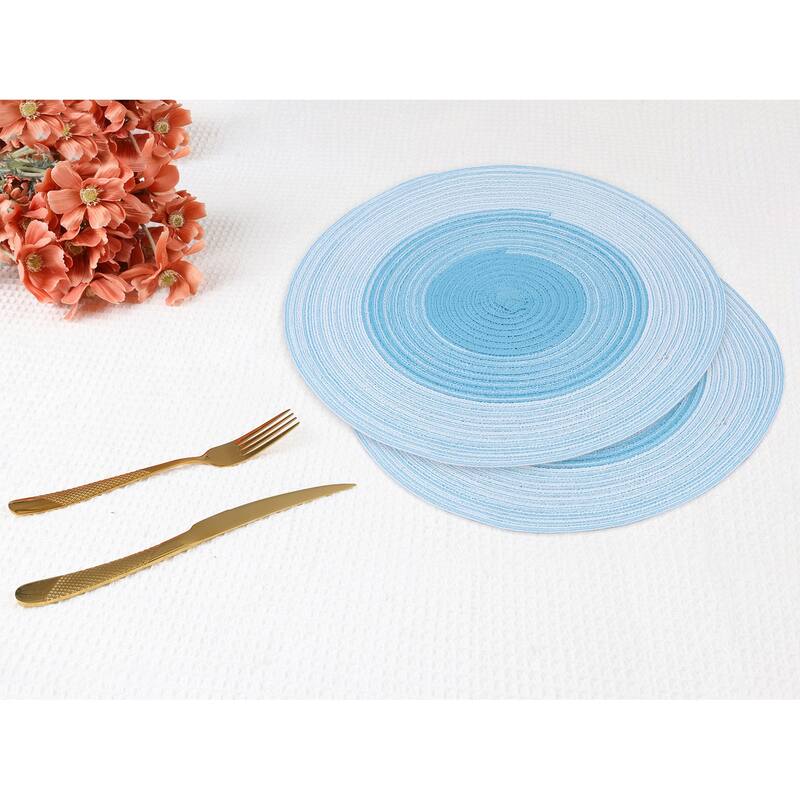 Placemats Set of 6 Rattan Placemats for Dining Table Decor Indoor Outdoor Kitchen Table Mat Wipe Clean - 14*14in