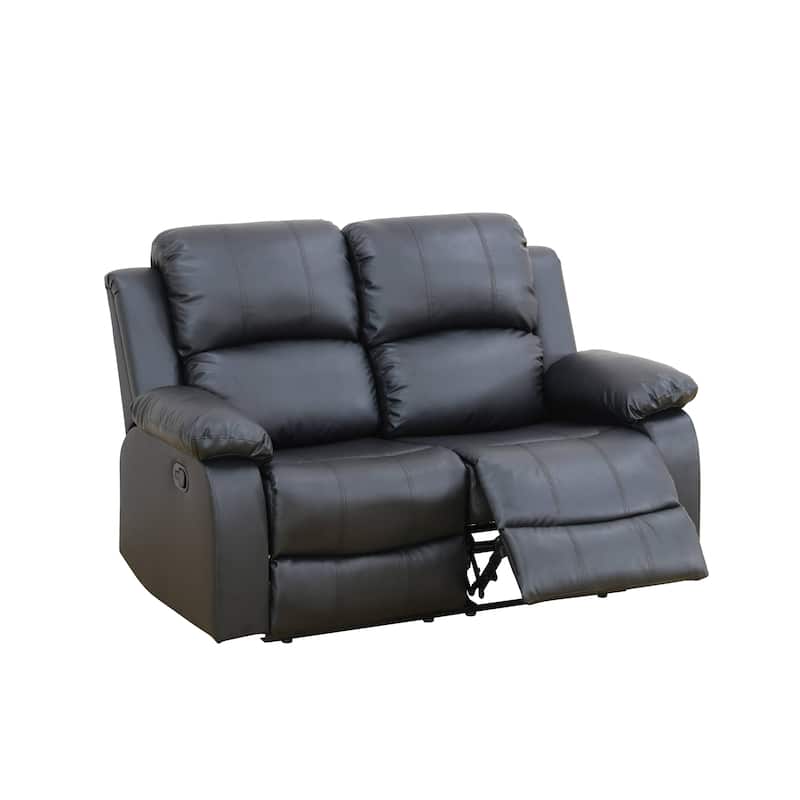 Black Regenerated Leather 3-Piece Couch Living Room Sofa Set