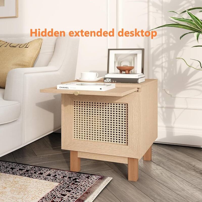 End Table, Side Table with Retractable Desktop