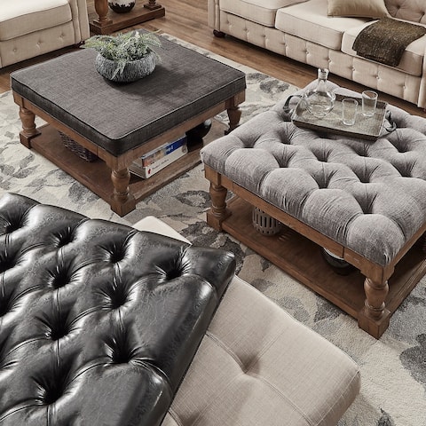 Lennon Baluster Storage Tufted Cocktail Ottoman by iNSPIRE Q Artisan