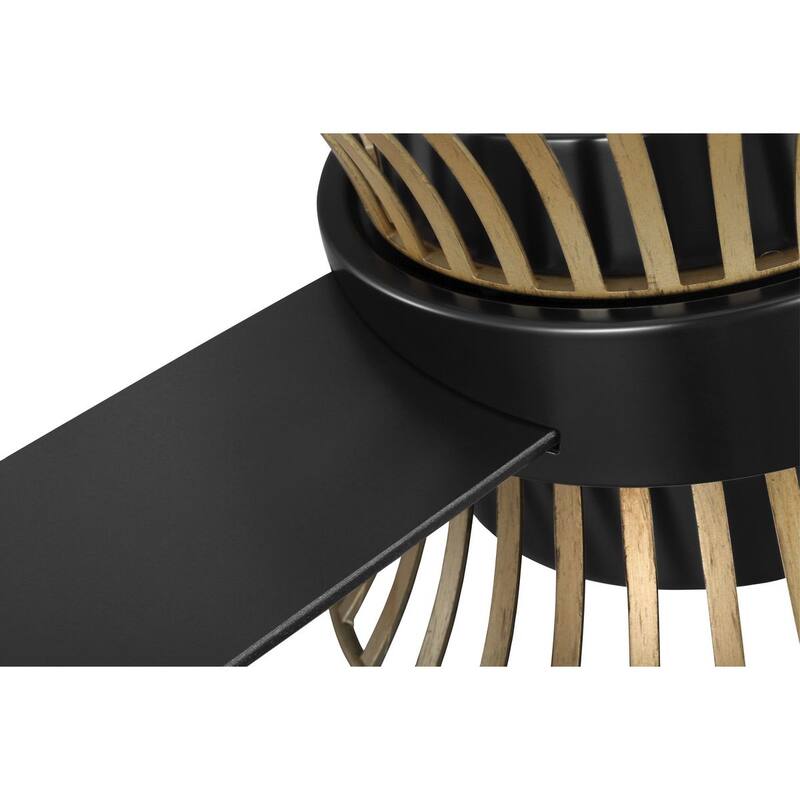 Bisbee Collection 55-in Three-Blade Matte Black Global Ceiling Fan with Rattan colored accent
