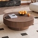 preview thumbnail 14 of 61, Modern Solid Wood Veneered Round Coffee Tea Table with Storage Walnut-39.37"