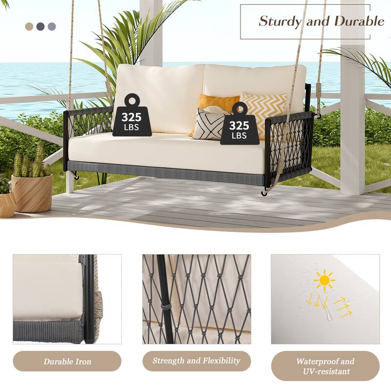 Woven Rope Outdoor Swing Sofa for 2