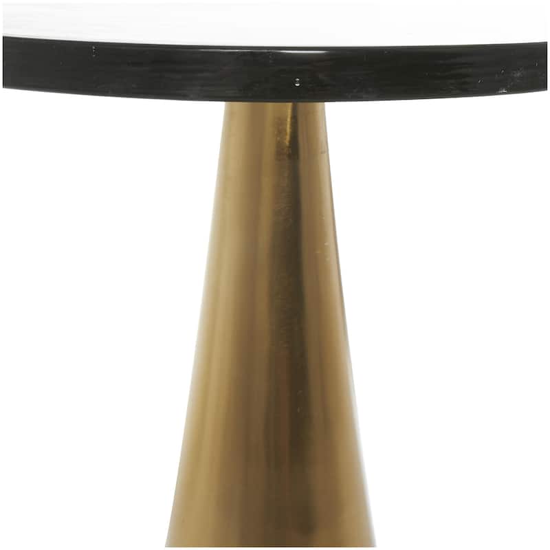 Aluminum Metal Geometric Cone Accent Table with Textured Glass Tabletop - Black or Gold - Roche River Decor