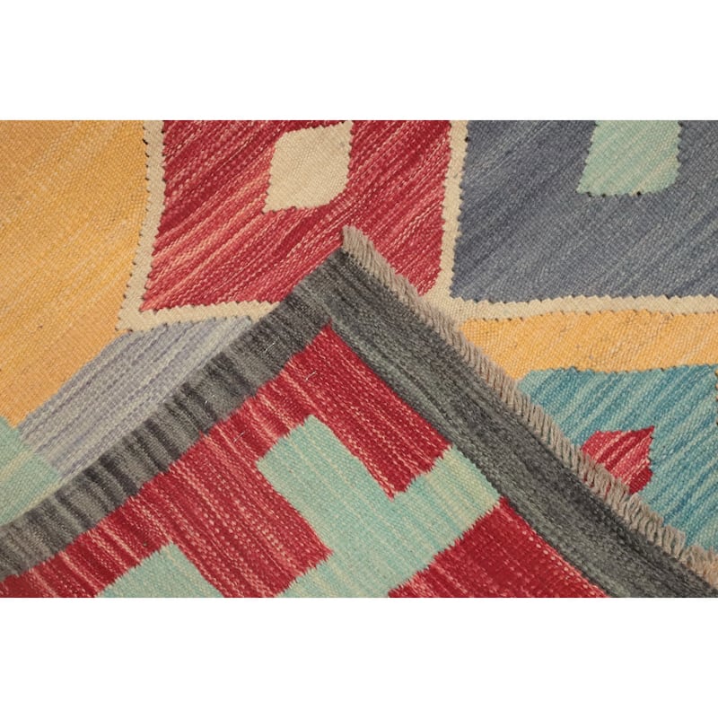 Hand Woven Southwestern Wool Multi-Colored Geometric Area Rug - 9' 10'' X 6' 7''