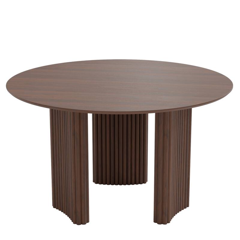 Dovelina 46" Modern Round Dining Table with Artistic Fluted Base & Safe Rounded Edges for Family