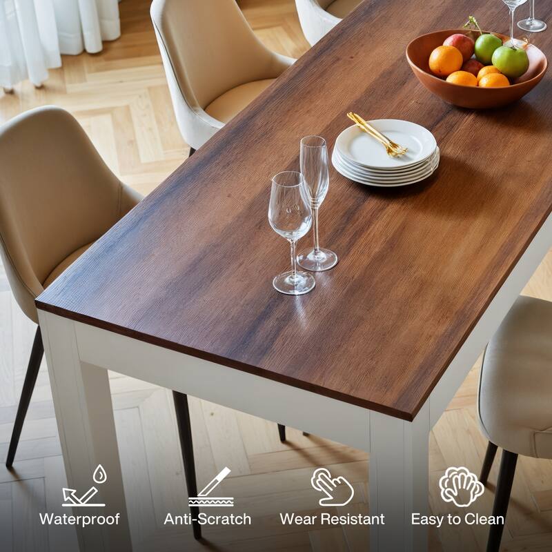 78-Inch Large Dining Table for 6-8, Farmhouse Rectangle Eating Table for Kitchen, Living Room, Dining Room