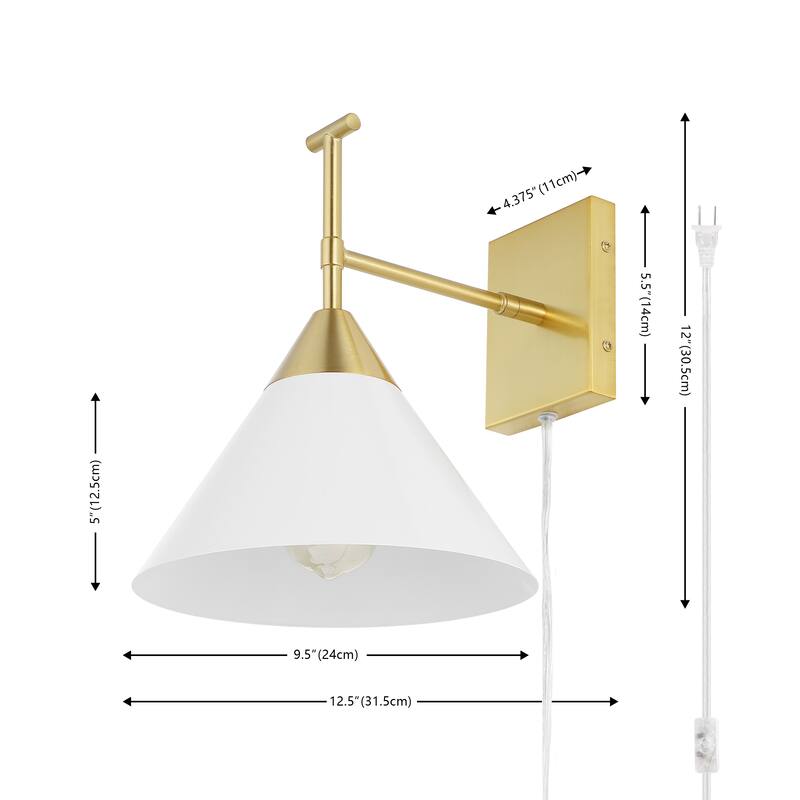 SAFAVIEH Velezia 13-inch Plug-in Wall Sconce with LED Bulb - 9.5 in. W x 12.5 D in. x 12 in. H
