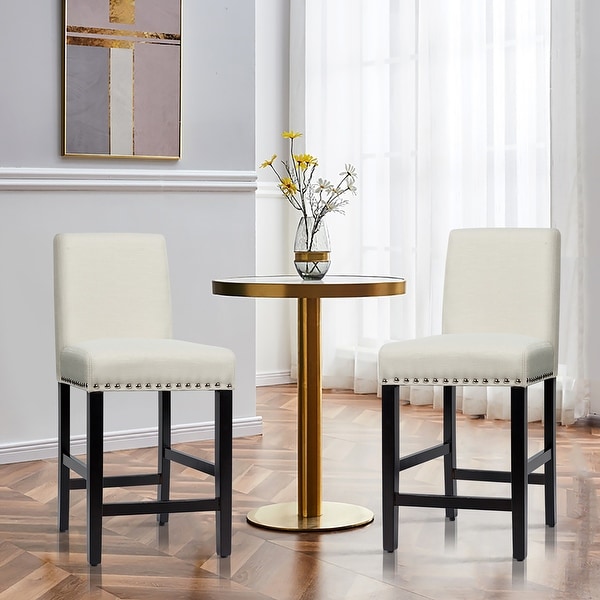 Bar Stools Set of 2 Upholstered Counter Height Bar Stools On