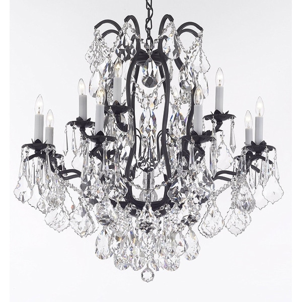 Wrought Iron Crystal Chandelier Lighting Trimmed With Swarovski Wrought Iron Crystal Chandelier Lighting Trimmed With Swarovski Elements Black