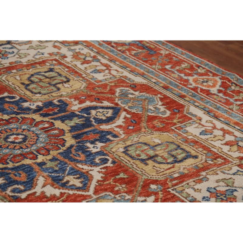 Geometric Heriz Serapi Indian Rug Handmade Traditional Wool Carpet - 8'9" x 11'10"