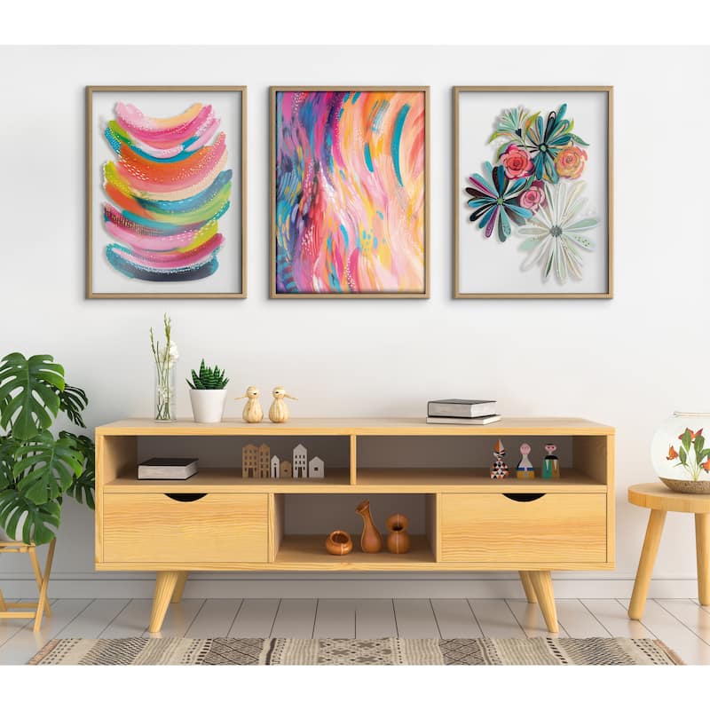 Kate and Laurel Blake Bright Abstract Framed Glass Art by Ettavee