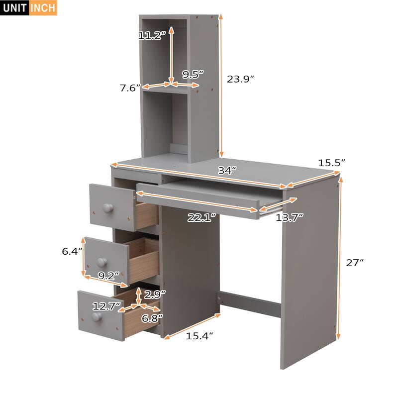 Twin Loft Bed with Extra Twin Bed, Storage Staircase, Desk, and Shelves