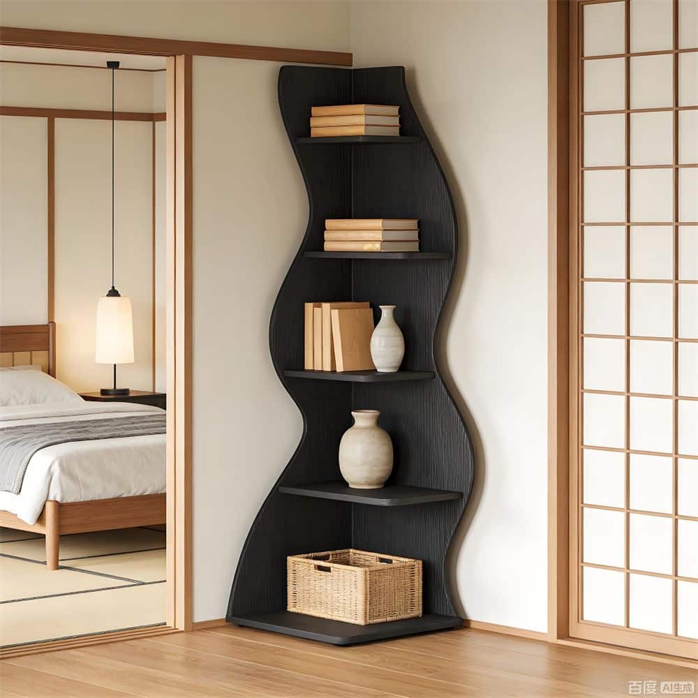 Wave shaped corner shelves, modern corner bookshelves, bookcases, display stands, and plant Racks are suitable For small spaces