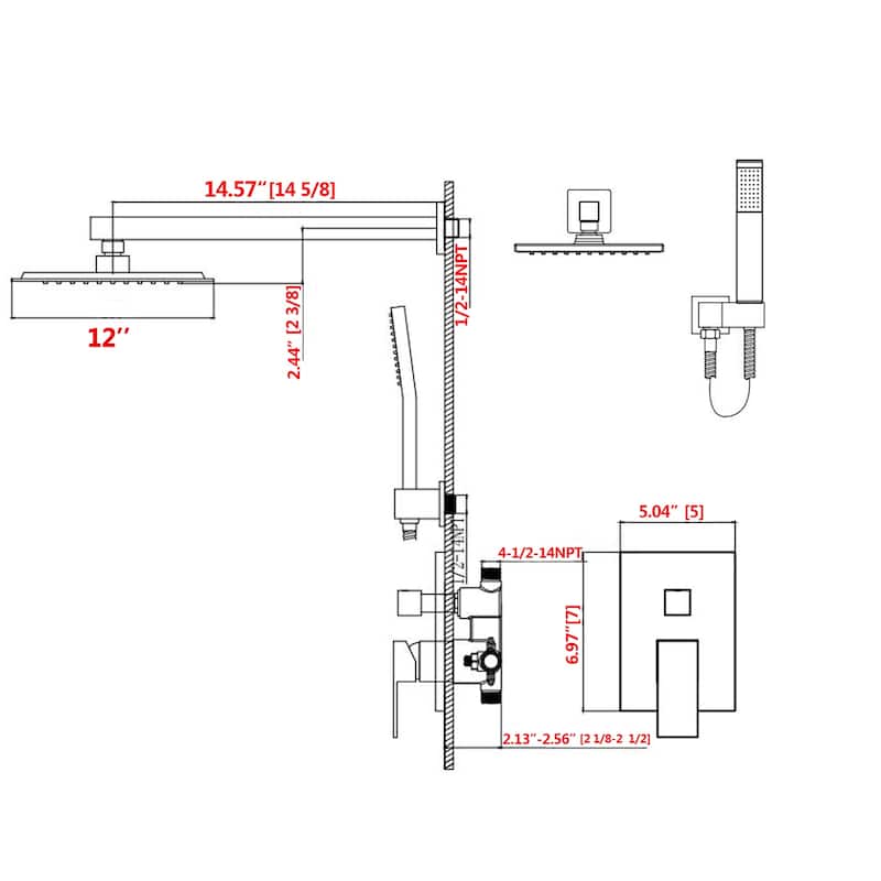 12" Rain Shower Head Systems Wall Mounted Shower