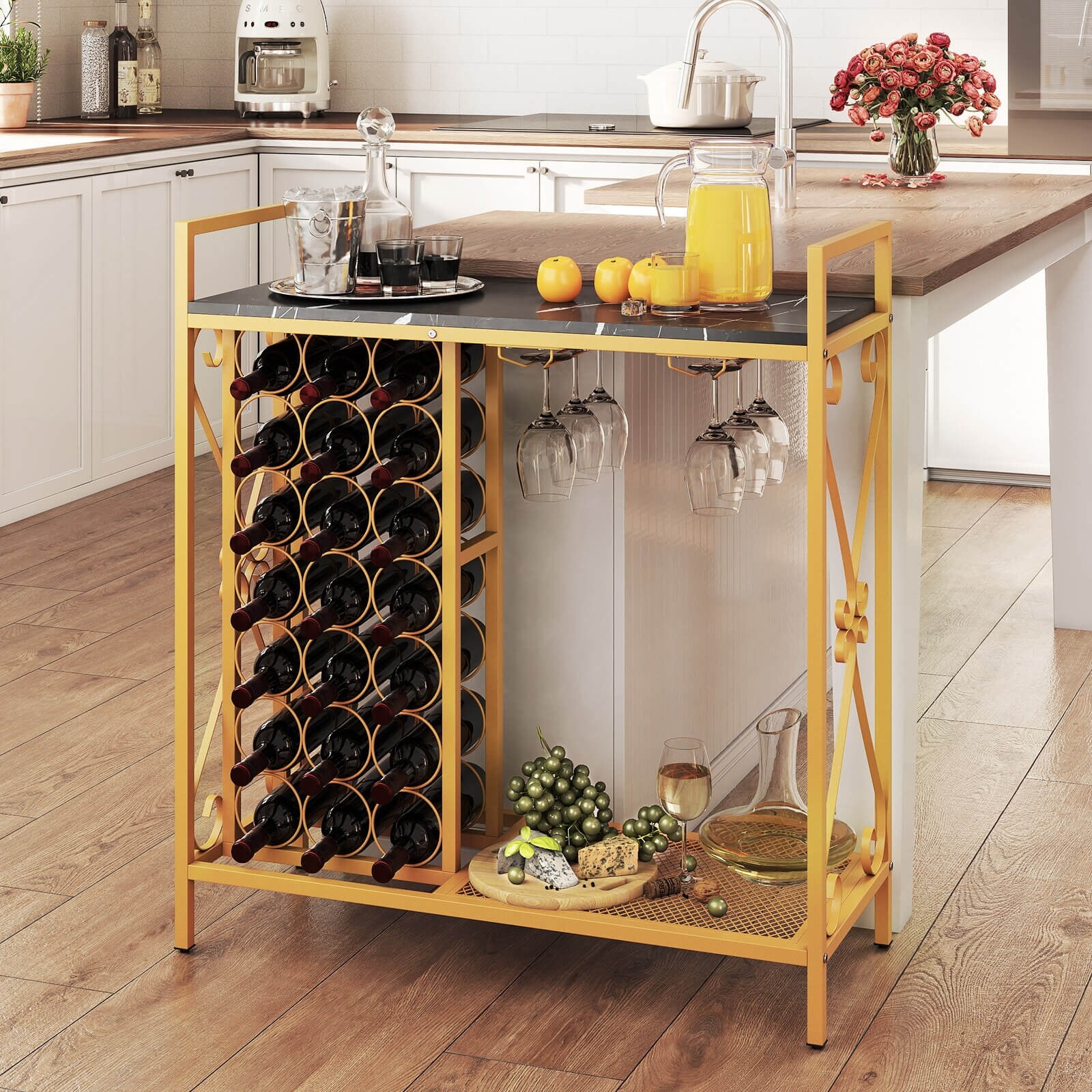 Costway 21 Bottle Wine Rack Freestanding Floor Wine Bottle