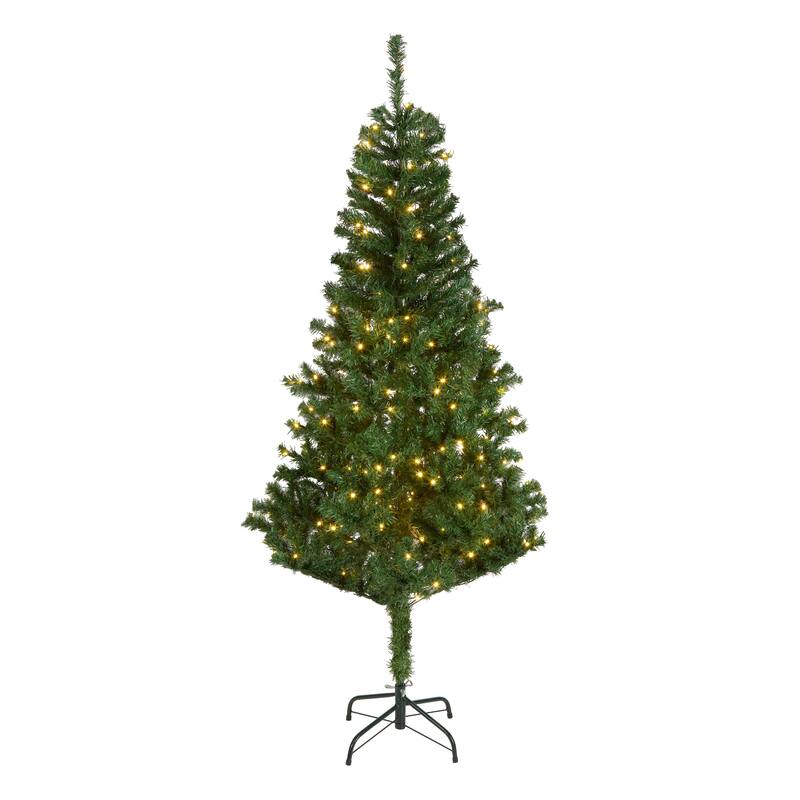 National Tree Company 6 ft Pre-Lit Linden Spruce Full Artificial Christmas Tree, 250 LED Lights, 600 Tips, Includes Stand, Green