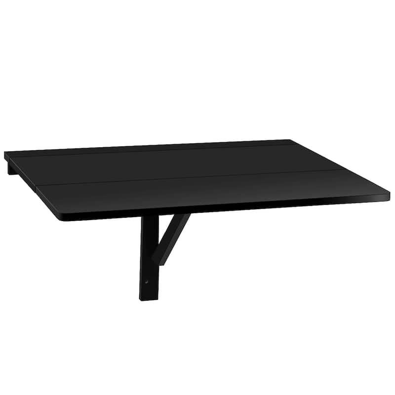 Gymax Wall-Mounted Drop-Leaf Table Floating Folding Desk Space Saver