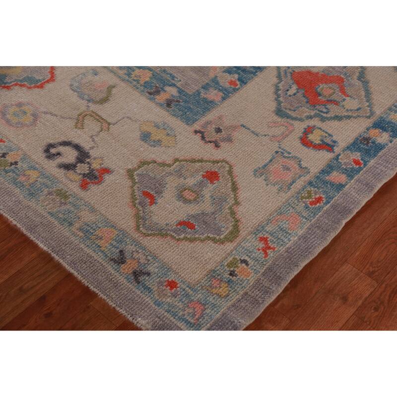 Hand Knotted Oriental 100% Wool Carpet Transitional All-Over Purples Oushak Area Rug - 12' 9'' X 8' 11''