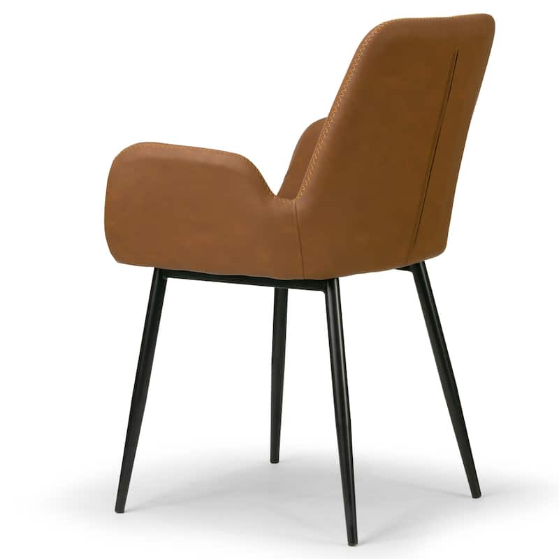 Set of 2 Alrik Brown Arm Chair with Zigzag Stitching Black Metal Legs