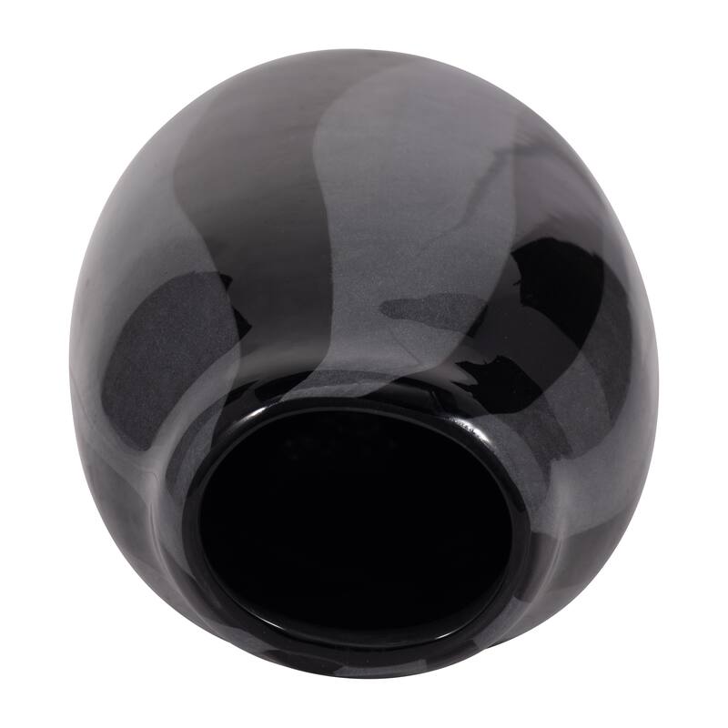 Glass Modern Striped Decorative Vase - Black