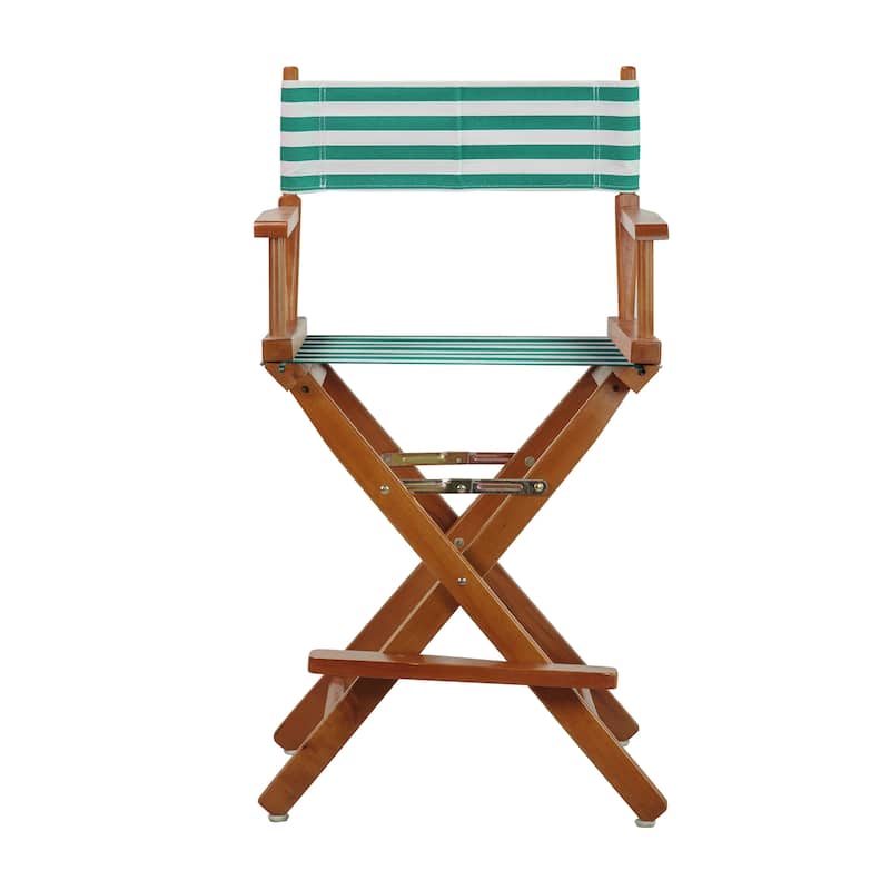 24" Director's Chair Honey Oak Frame-Teal Cabana - 23"W x 19"D x 39.5"H
