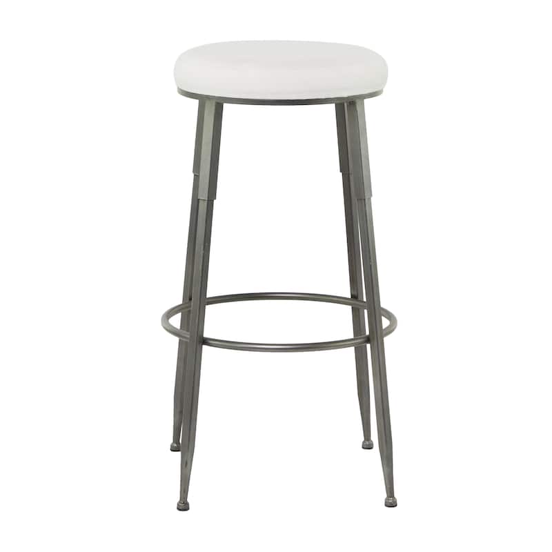Metal Bar Stool with Cream Cotton Seat - Gray - Roche River Decor