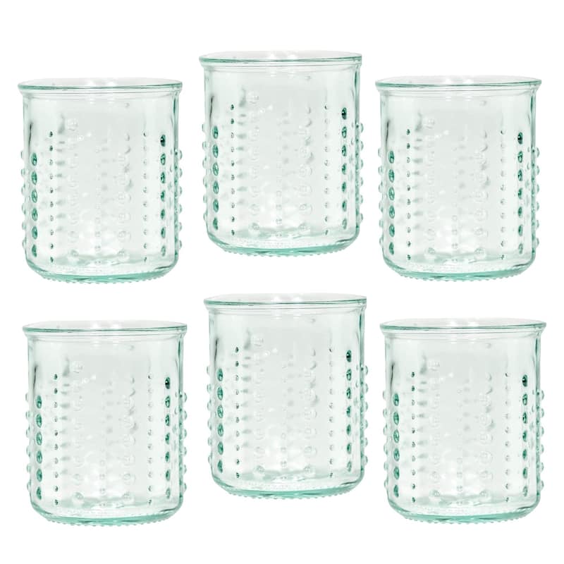 Amici Home Italian Recycled Green Urchin Glasses Set of 6 - 12 oz - Clear Green