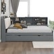 preview thumbnail 12 of 14, Full Size Wood Platform Bed with Trundle, Shelves and Storage Headboard, White