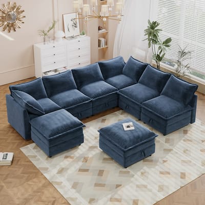 126" Versatile 8-Piece Modular Sofa Bed with Storage Ottoman Seat