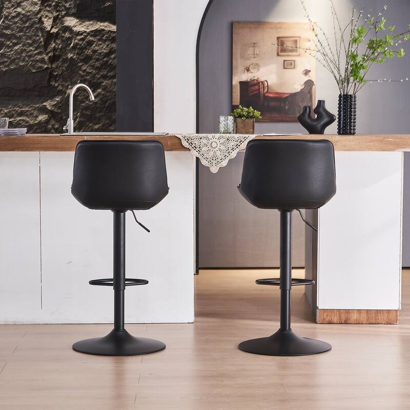 Adjustable Swivel Bar Stools Set of 2 Modern Upholstered Counter Stools