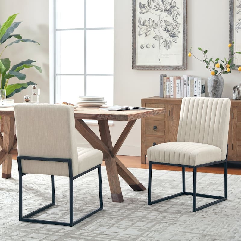 Mid Century Modern Dining Chair with Black Metal Legs