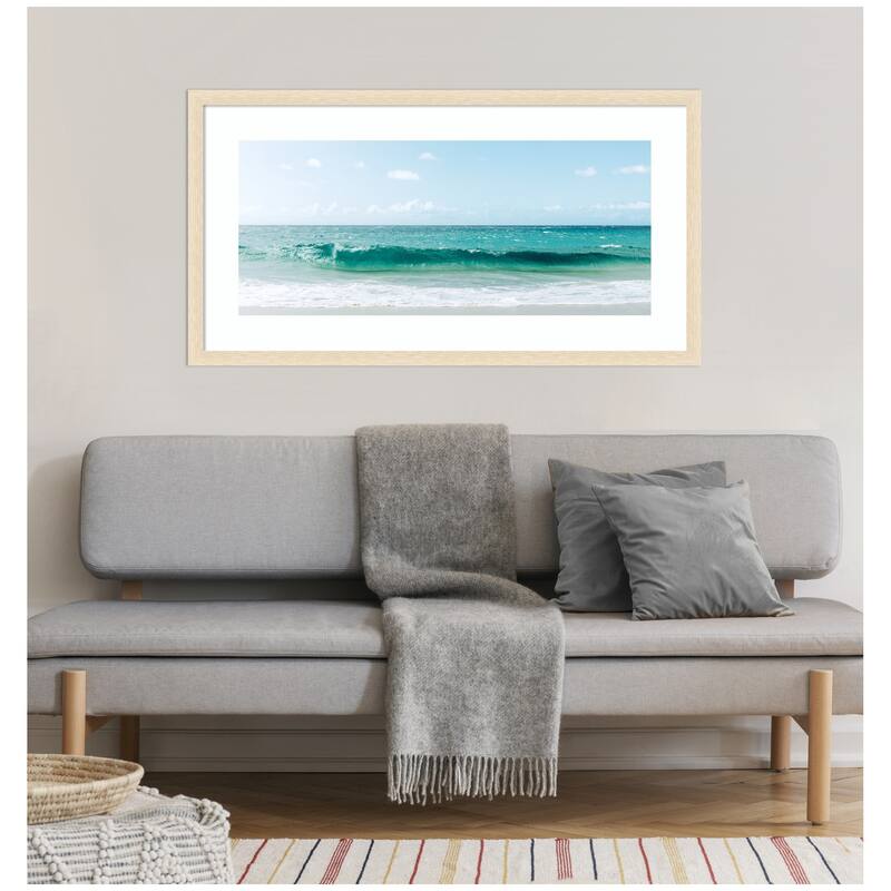 Kate and Laurel Framed Art Beach Ocean Day over Blue Clear Waters by Alicia Abla