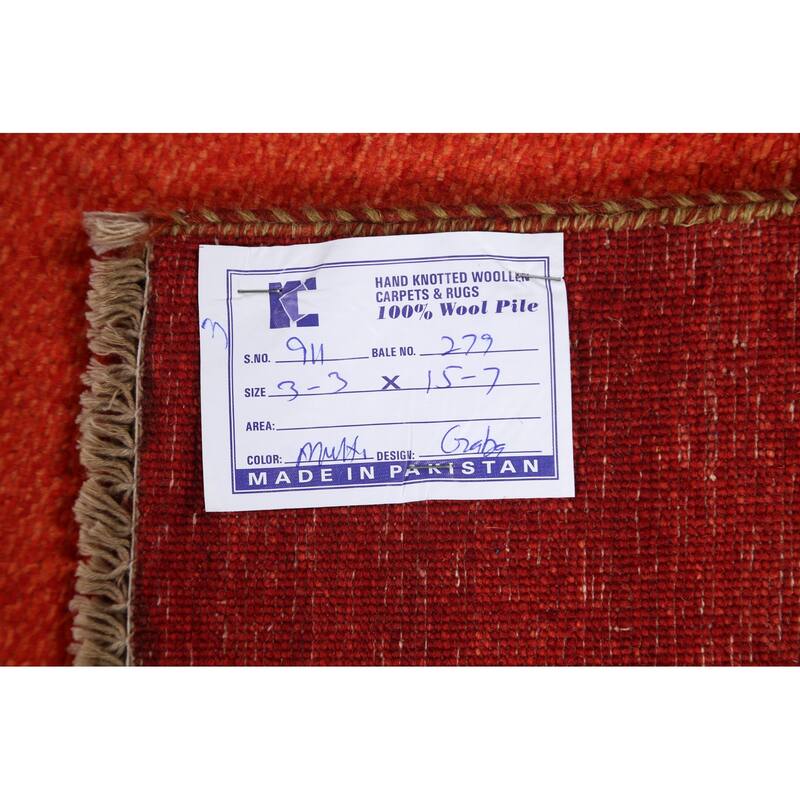 Contemporary Gabbeh Kashkoli Oriental Runner Rug Wool Hand-knotted - 3'2" x 15'6"