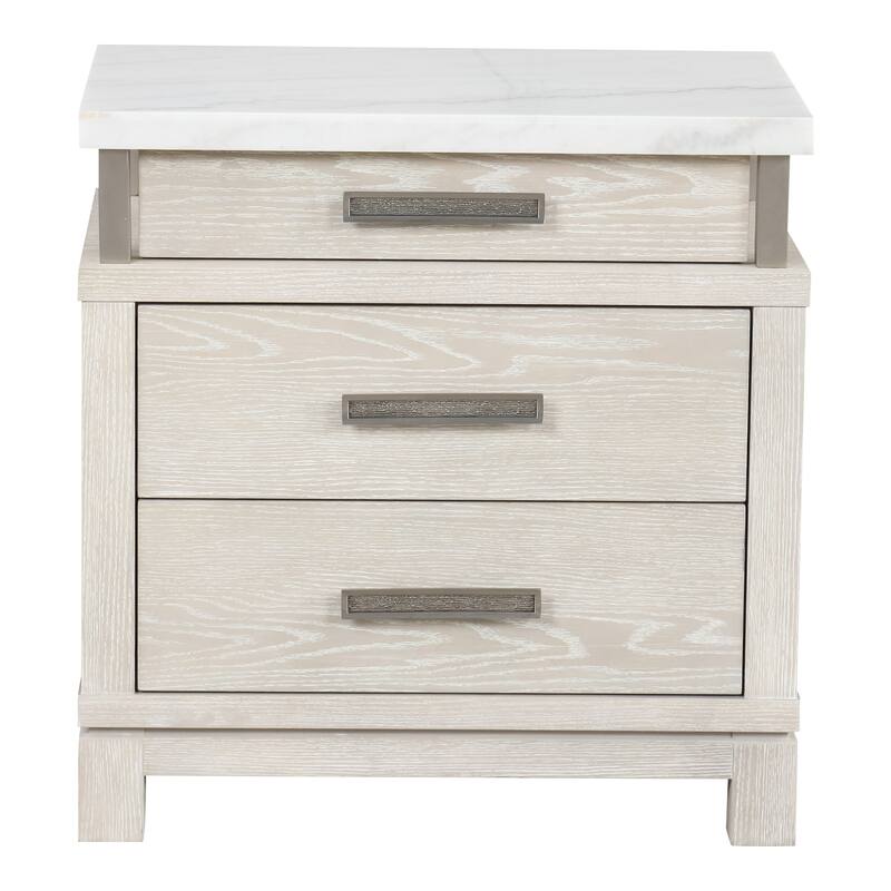 Furniture of America Nansice 5-Piece Weathered Grey Wood Panel Bedroom Set with LED Headboard