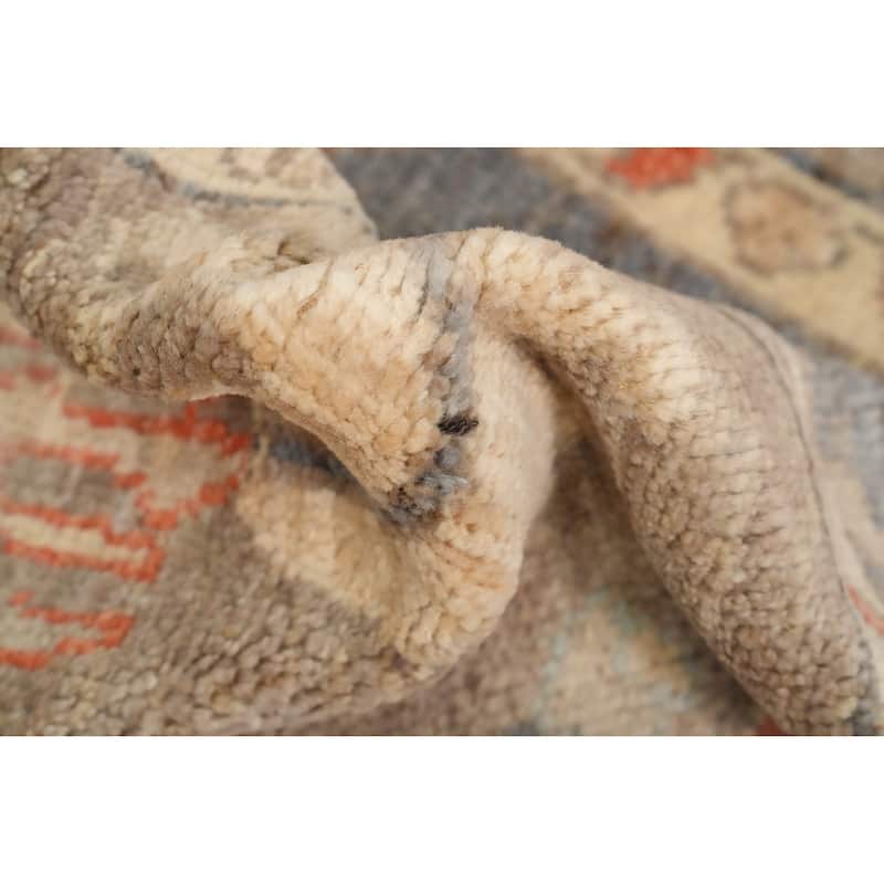 Hand Knotted Oriental 100% Wool Carpet Transitional All-Over Brown Oushak Area Rug - 6' 8'' X 5' 3''