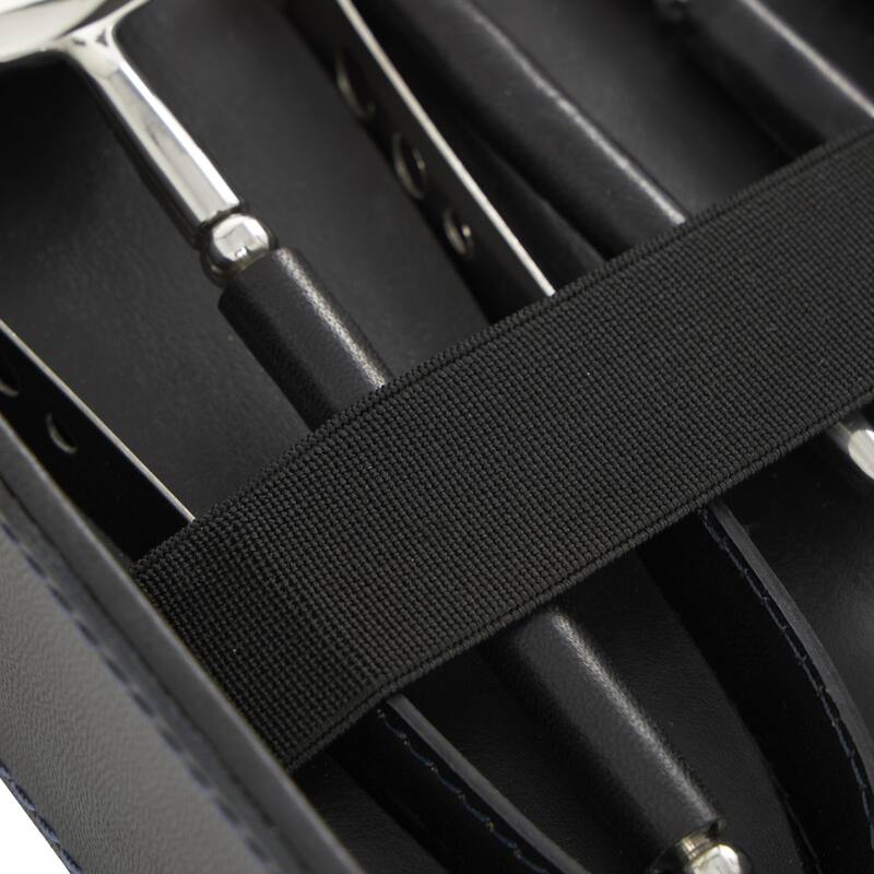 Leather 7 Piece Bar Tool Set with Decorative Box - Dark Blue - Roche River Decor