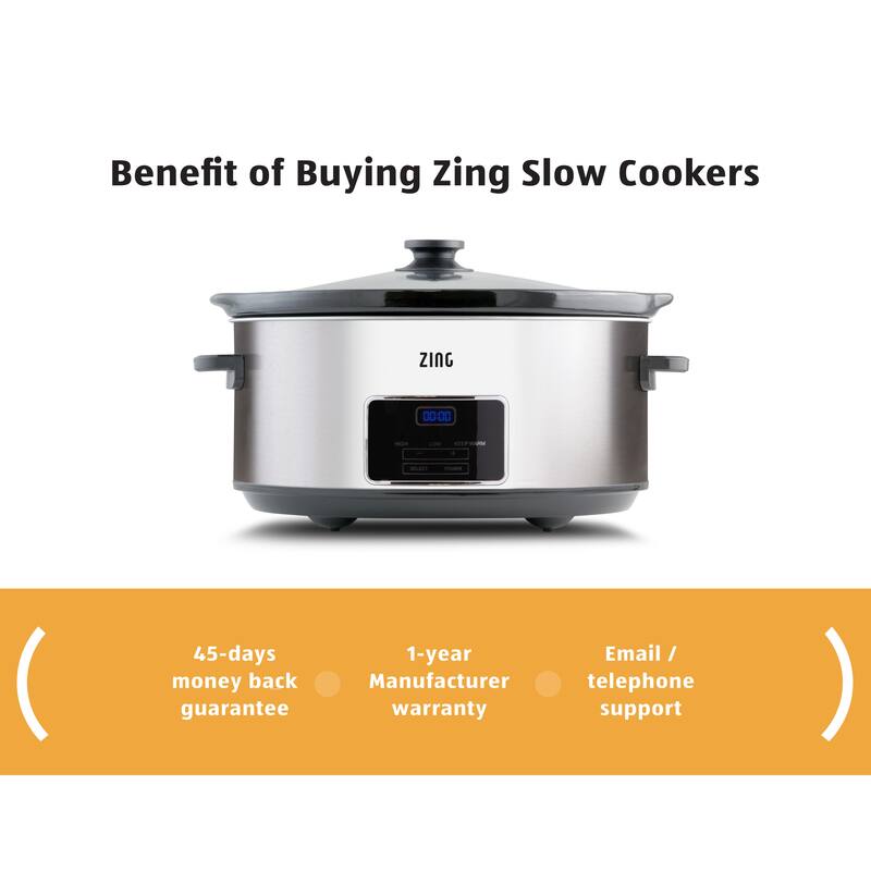 Zing 7 Qt Oval Dark Stainless Steel Digital Slow Cooker On Sale Bed