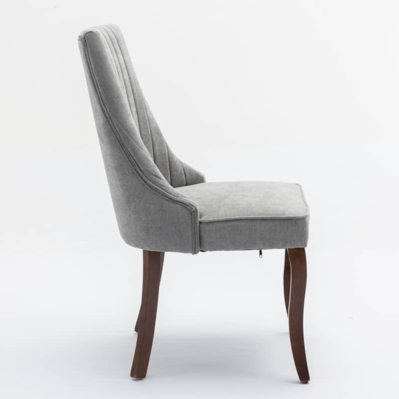 Dinner Chair Comfy Fabric Upholstered Accent Chair for Dining Room with Curved Solid Wood Legs,Set of 2