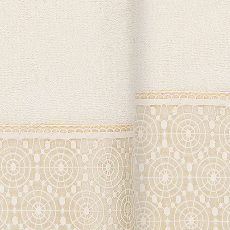 Authentic Hotel and Spa Turkish Cotton Arian 2PC Cream Lace Embellished Bath Towel Set